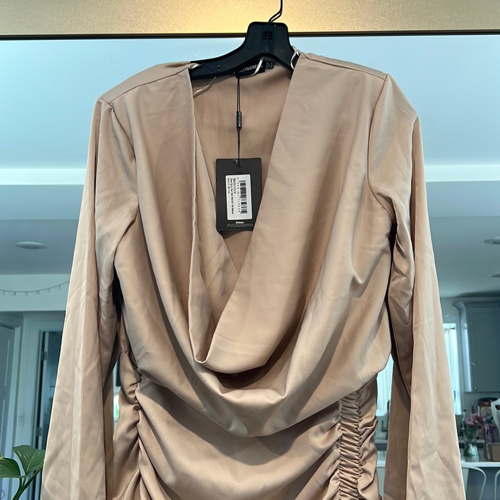 Cowl Neck Ruched Dress NWT